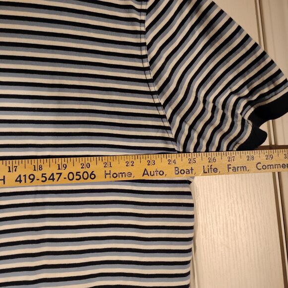 Barbour polo shirt mens 2XL XXL blue striped short sleeve cotton collar preppy - Picture 4 of 8